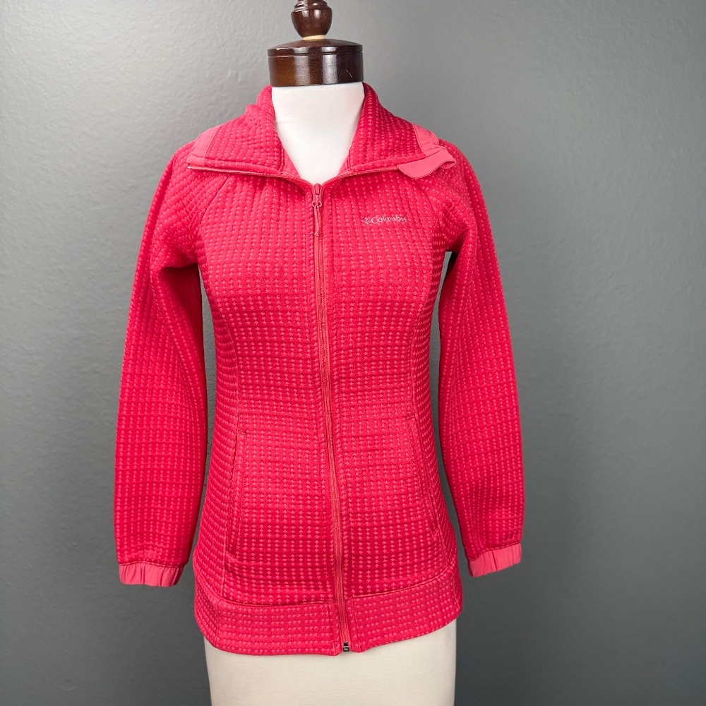 Columbia Coral Red Women's Zip Up Athletic Jacket Sz XS Hiking Yoga Fitness